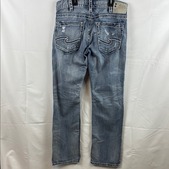 Silver Co Men's Light Blue Nash straight-leg Distressed Jeans Size 34 - Picture 10 of 14